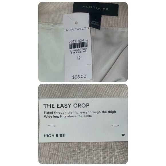 Ann Taylor The Easy Crop Linen High Rise Wide Leg Pants NEW 12 - Picture 7 of 12